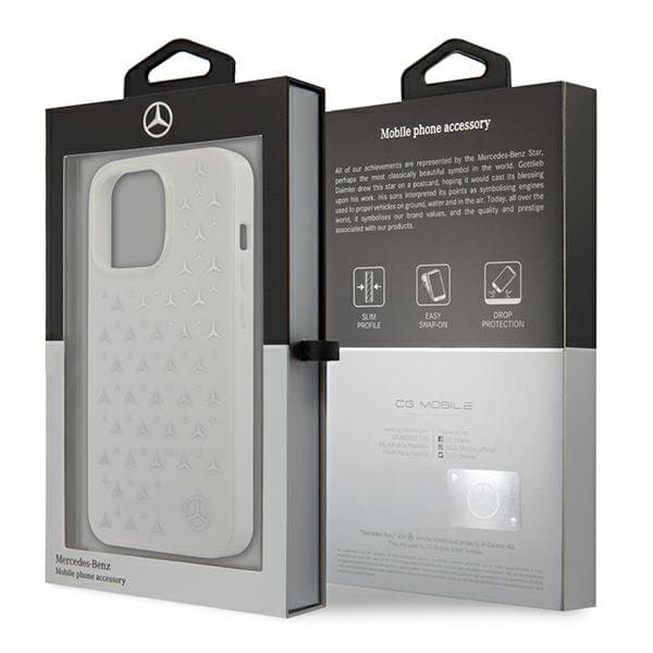 Mercedes Silver Stars Pattern Skal iPhone 13 Pro Max - Vit Silver