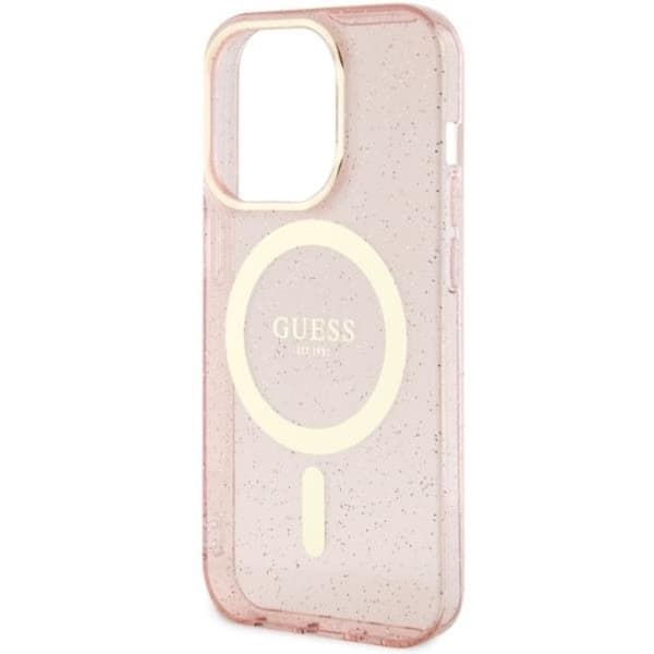 Guess Mobilskal till iPhone 11/XR Magsafe Glitter Guld - Rosa Rosa