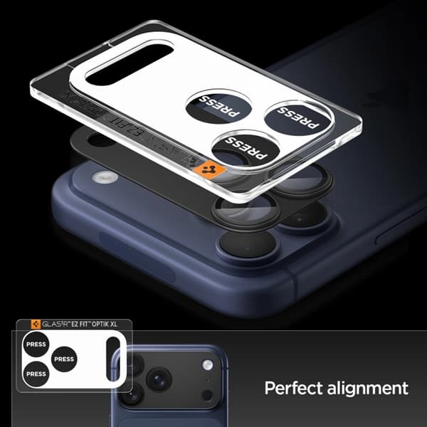 Spigen iPhone 17 Pro Max hærdet glas kameralinsedæksel EZ Fit - Sort Svart