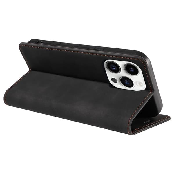 BETOPNICE 003 iPhone 15 Pro Plånboksfodral Konstläder - Svart