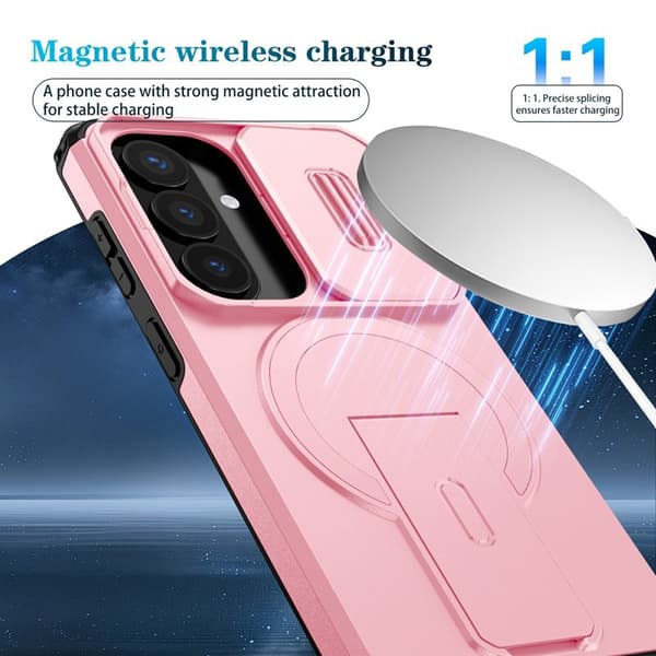 Mobilskal för Samsung Galaxy S26 Magnetiskt PC + TPU Kickstand - Rosa