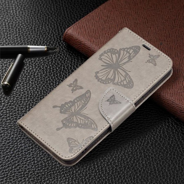 Butterfly Imprinted Wallet Case Galaxy A53 5G - Grå