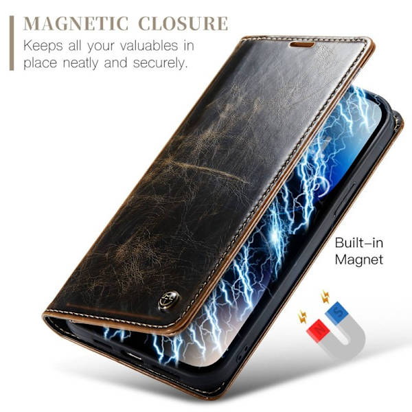 CASEME 003 Plånboksfodral Konstläder till iPhone 14 Pro Max - Brun