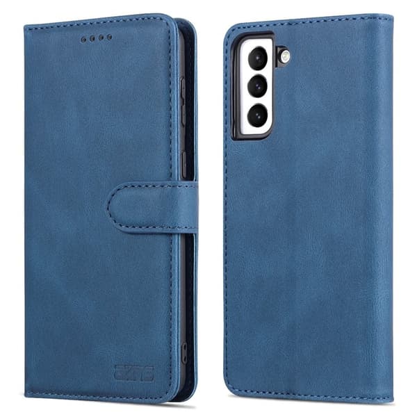 AZNS Stand Samsung Galaxy S22 Plånboksfodral Konstläder - Blå