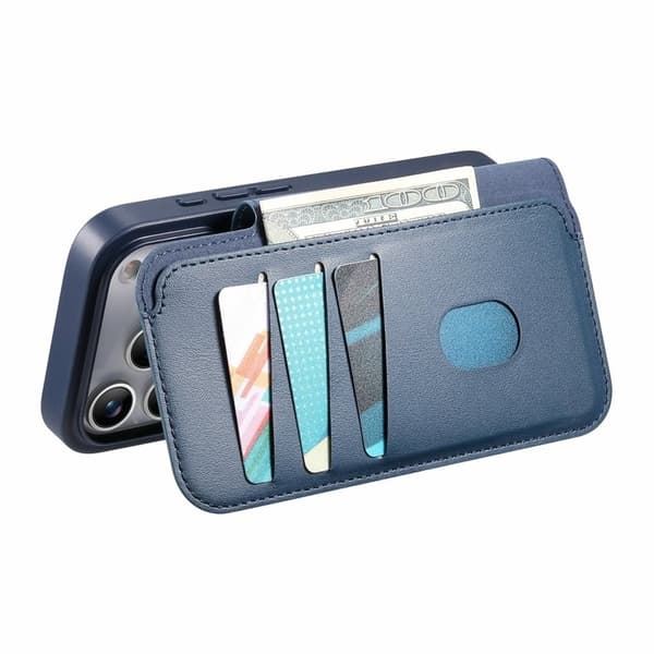 CASENEO iPhone 17 Pro Plånboksfodral Magnetiskt RFID Skydd Konstläder - Blå