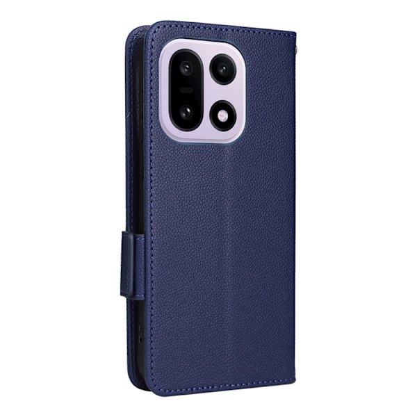 OnePlus 15 5G Plånboksfodral Litchi Texture Konstläder - Blå Blå