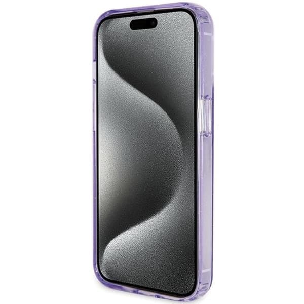 Guess iPhone 15 Pro Max -puhelinkotelo Magsafe Script Glitter Lila
