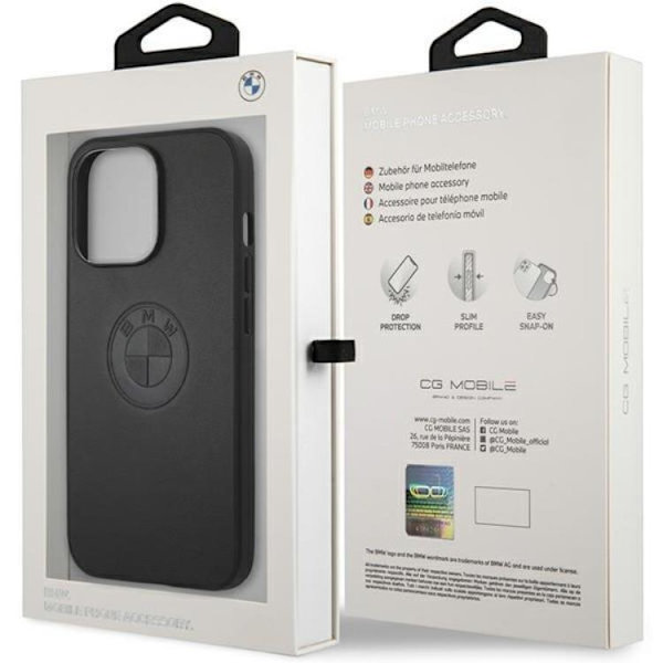 BMW iPhone 13 Pro/13 Mobilskal Läder Embossed - Svart Svart