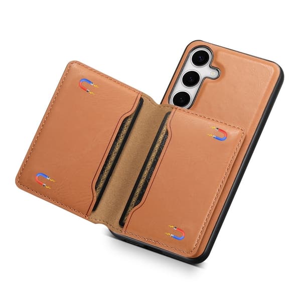 DENIOR Samsung Galaxy S24 Plus Konstläder Plånboksfodral Magnetisk Skydd Khaki