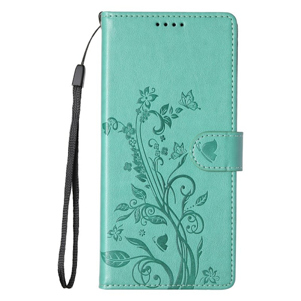 Samsung Galaxy S26 Edge Plånboksfodral Konstläder Blomtryck - Grön