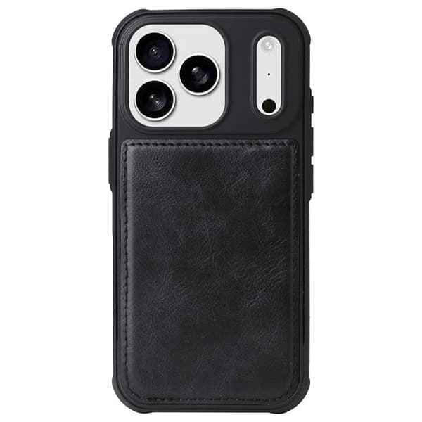 iPhone 17 Pro Konstläder Plånboksfodral Detachable Zipper - Svart Svart