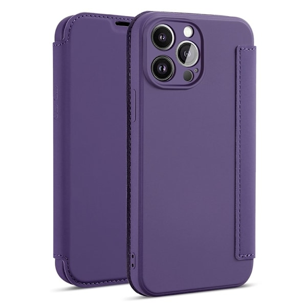 iPhone 14 Pro Max Plånboksfodral Liquid Silicone - Mörklila Lila