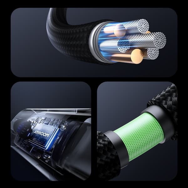 Joyroom USB-C - USB-C kabel 100W 1.2m med Display - Svart Svart