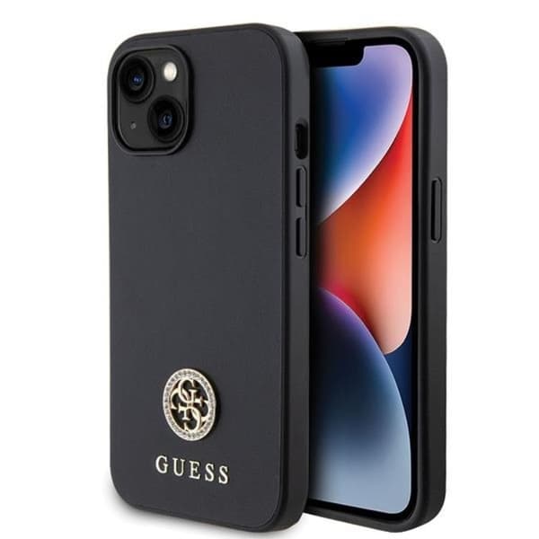 Guess iPhone 15 Plus Mobilskal Strass Metal Logo - Sort Black