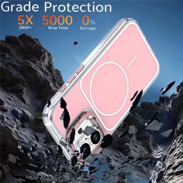 Mobilskal till iPhone 16 Plus MagSafe Lens Kickstand med Handrem - Rosa Rosa