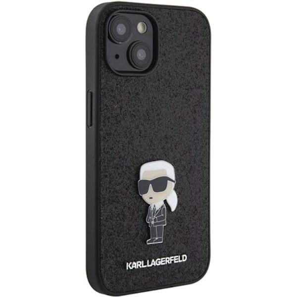 KARL LAGERFELD iPhone 15 Mobilskal Fixed Glitter Ikonik Svart