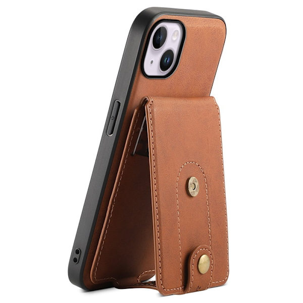 DENIOR D14 Mobilskal till iPhone 14 Plus Läder + TPU + PC Brun