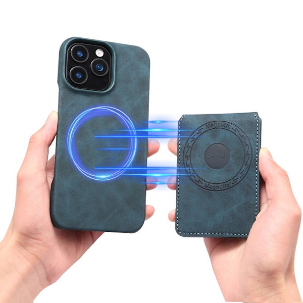 DENIOR D28 Mobilskal till iPhone 16 Pro Max Äkta Läder Blå