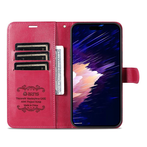 AZNS iPhone 17 Plånboksfodral Anti-Scratch Konstläder - Röd