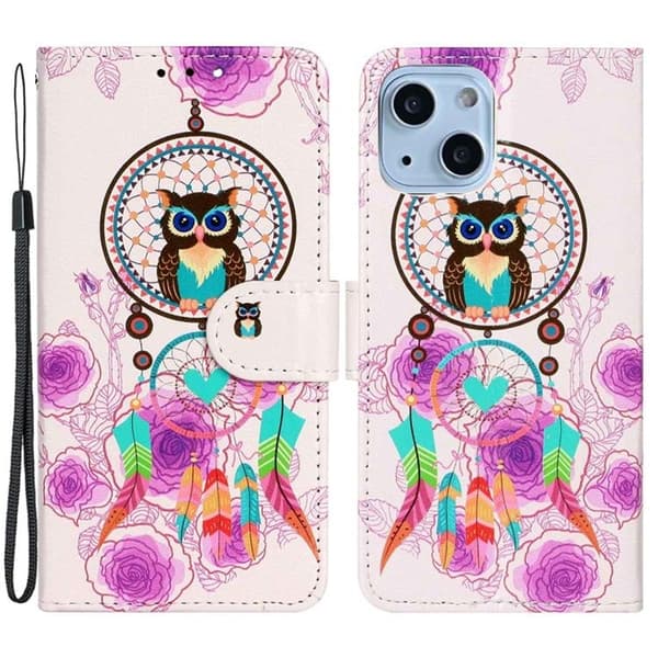 iPhone 14 Plus -lompakkokotelo Folio Flip - Owl Chime Flerfärgad