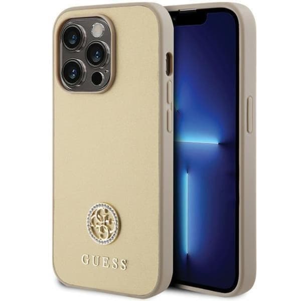 Guess iPhone 15 Pro Max Mobilskal Strass Metal Logo - Kulta Guld