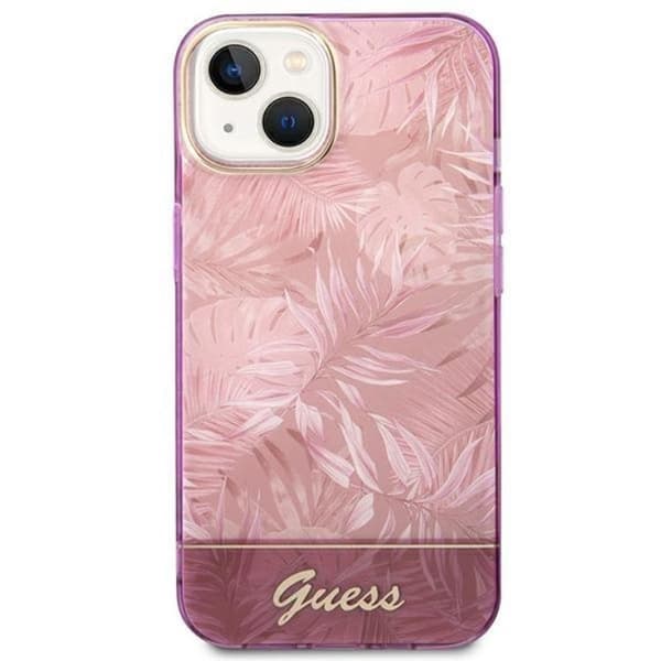 GUESS iPhone 14 Plus Cover Jungle Collection - Rosa Rosa