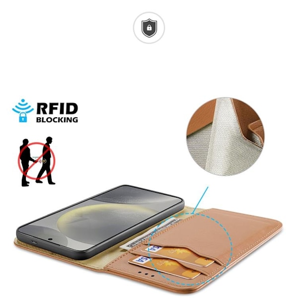 Dux Ducis Galaxy S24 Plus Plånboksfodral Äkta Läder Hivo - Brun