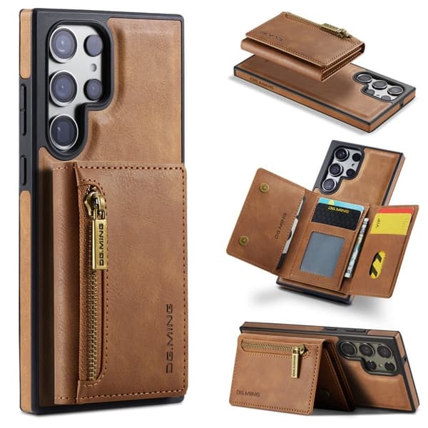DG.MING M5 Series Samsung Galaxy S24 Plånboksfodral Konstläder Brun