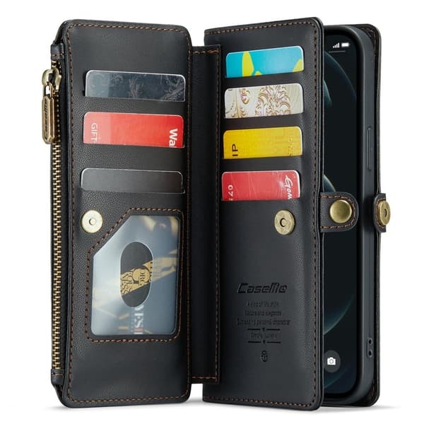 CASEME Plånboksfodral Konstläder för iPhone 12 Pro Max - Svart