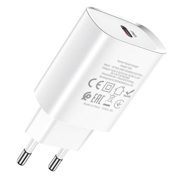 Hoco Väggladdare Adapter USB-C - Vit Vit
