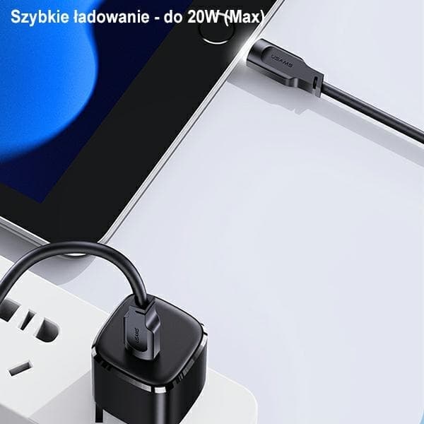 USAMS Kabel USB-C til Lightning 20W 1.2m Lithe (US-SJ566) - Sort