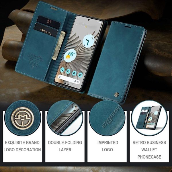 CASEME 013 Series Google Pixel 7 Pro Plånboksfodral Konstläder Blå