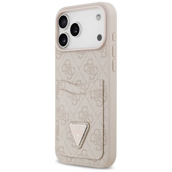 Guess-puhelinkotelo iPhone 17 Pro 4G Double Card Triangle -puhelimelle Rosa