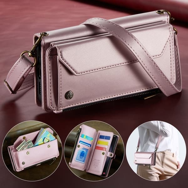 CASEME Plånboksfodral Konstläder till Samsung Galaxy S23+ - Rosa