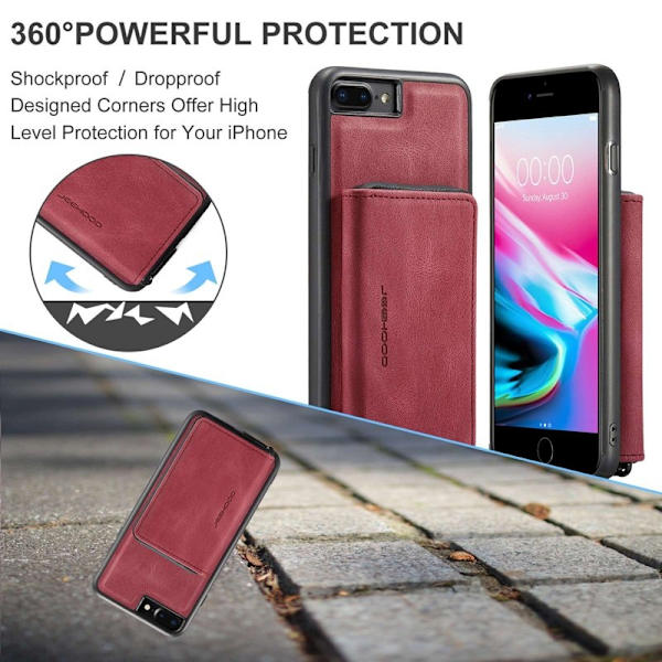 JEEHOOD Mobilskal till iPhone 7 Plus/8 Plus 2-i-1 Röd