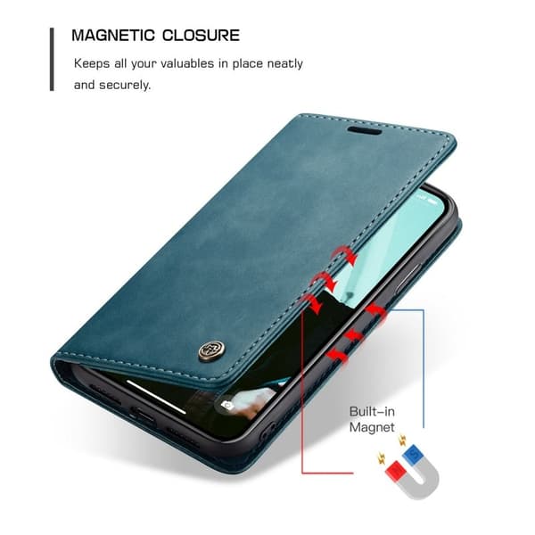 CASEME 013 Series KonstLäder Mobilskal för iPhone XR 6.1 tum - Blå