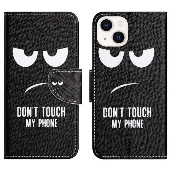 iPhone 15 Plus Plånboksfodral - Dont Touch My Phone Svart