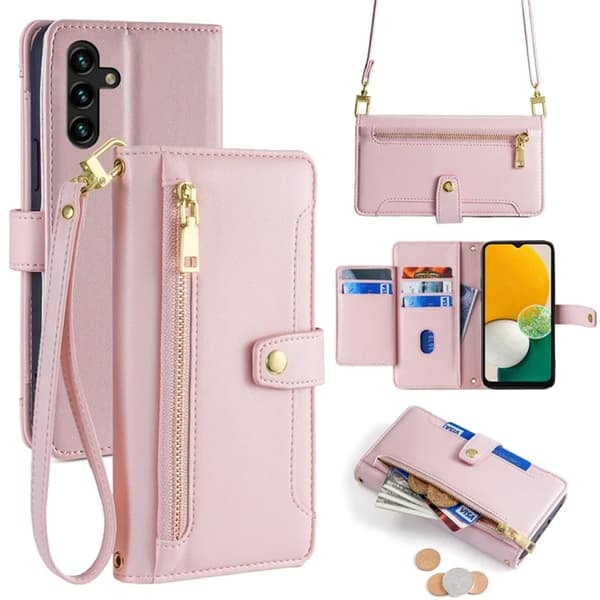 Galaxy A13 5G Plånboksfodral Konstläder - Rosa Rosa