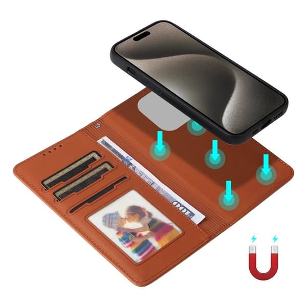 BETOPNICE iPhone 15 Pro Max Plånboksfodral - Detachable Konstläder- Brun