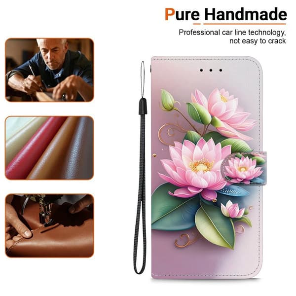 Plånboksfodral för Samsung Galaxy S26 Plus Mönstertryckt Konstläder - Lotus