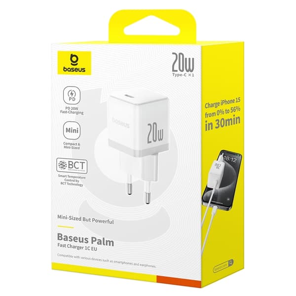 Baseus Snabbladdare USB-C 20W Palm Vit