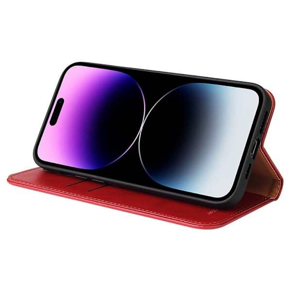 FIERRE SHANN iPhone 14 Pro Max Plånboksfodral Konstläder - Röd