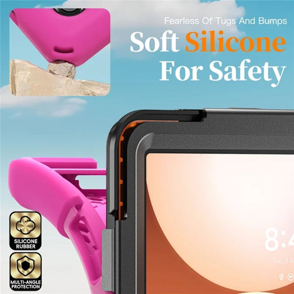 Mobilskal till Galaxy Tab A11 Plus Kickstand Silikon Axelrem Rosa