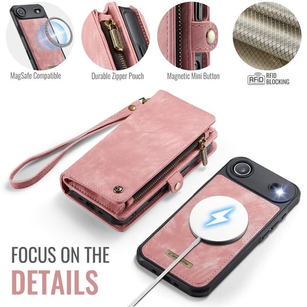 CASEME 008 iPhone Air Plånboksfodral i Konstläder med - Rosa