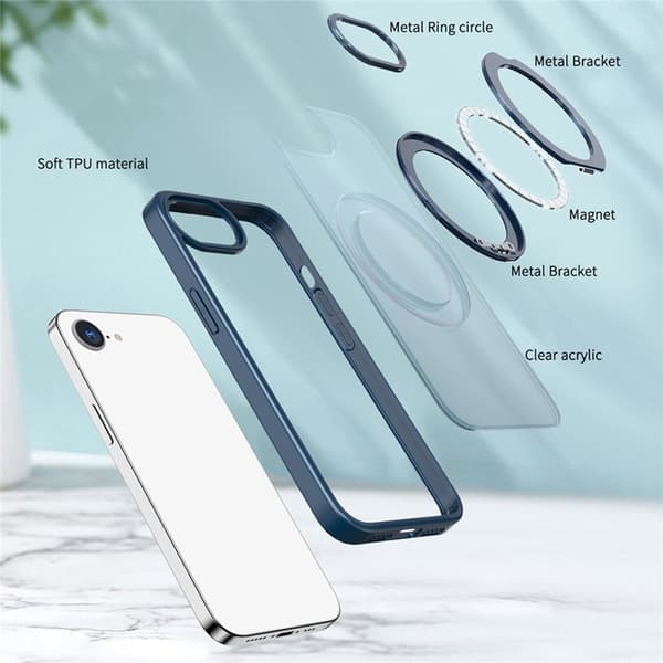 Mobilskal till iPhone 16e MagSafe TPU + Acrylic Kickstand - Blå