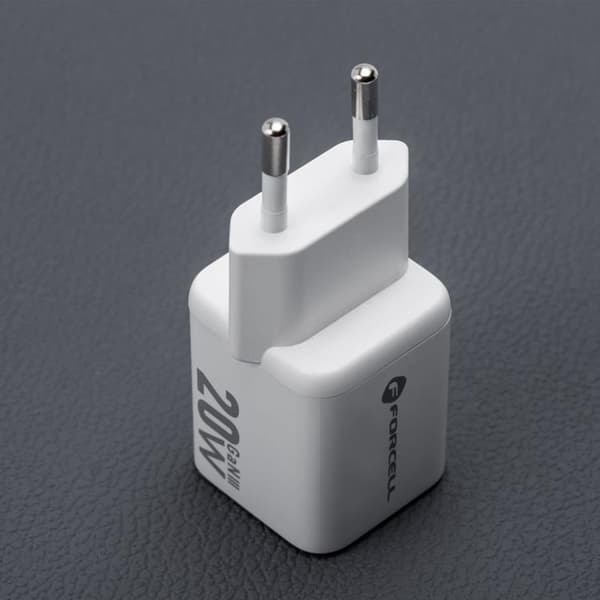 Forcell Mini Hurtigoplader 20W USB-C/USB-A GaN III QC4.0 PD Vit