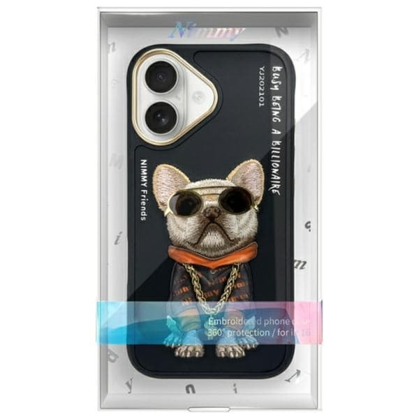 Nimmy Telefontaske til iPhone 16 Briller Cool Dog - Sort Black