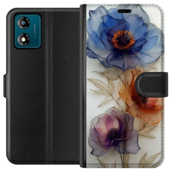 Pung Taske til Motorola Moto E13 med Silke Blomster
