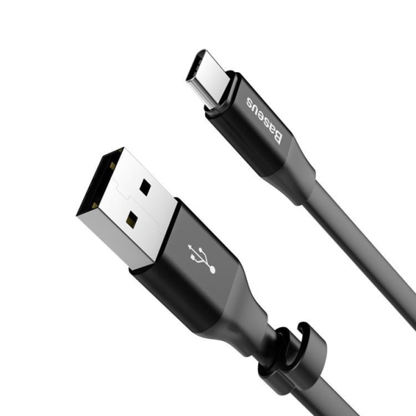 Baseus Nimble Platt USB-A till USB-C Kabel 0.23M - Svart