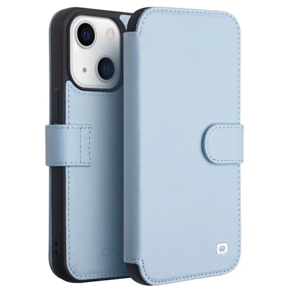 QIALINO iPhone 13 Mini Plånboksfodral Äkta läder - Blå Blå